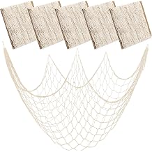 6Pcs Fish Net Decorations, 79x39 Inch Natural Cotton Decorative Fishing Net
