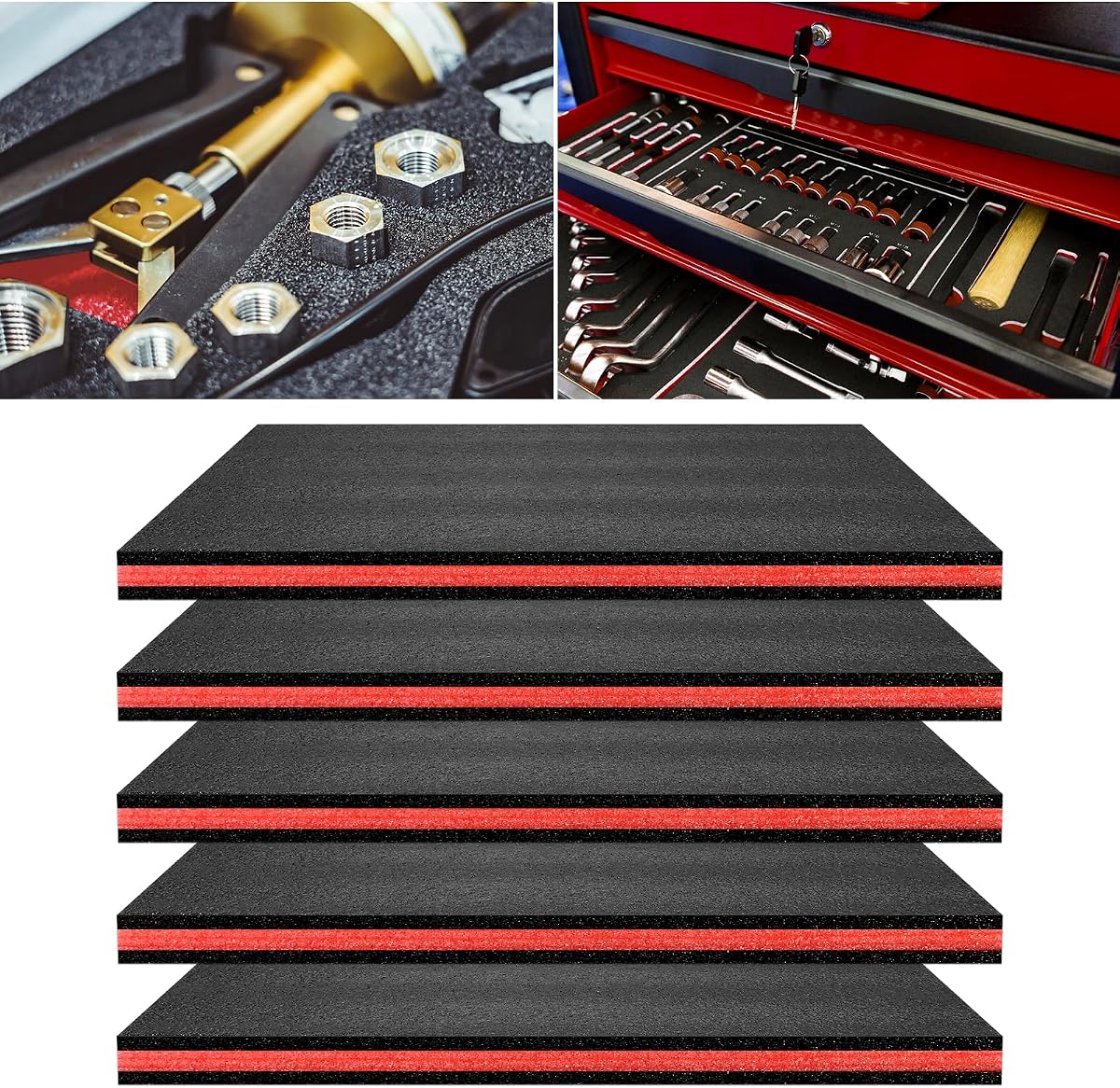 5 Pcs Tool Box Foam Organizer 15.75x11x1 Inch Toolbox Foam Inserts Sheets Box Organizer for Toolbox Cabinet Chest Drawer Storage Craft