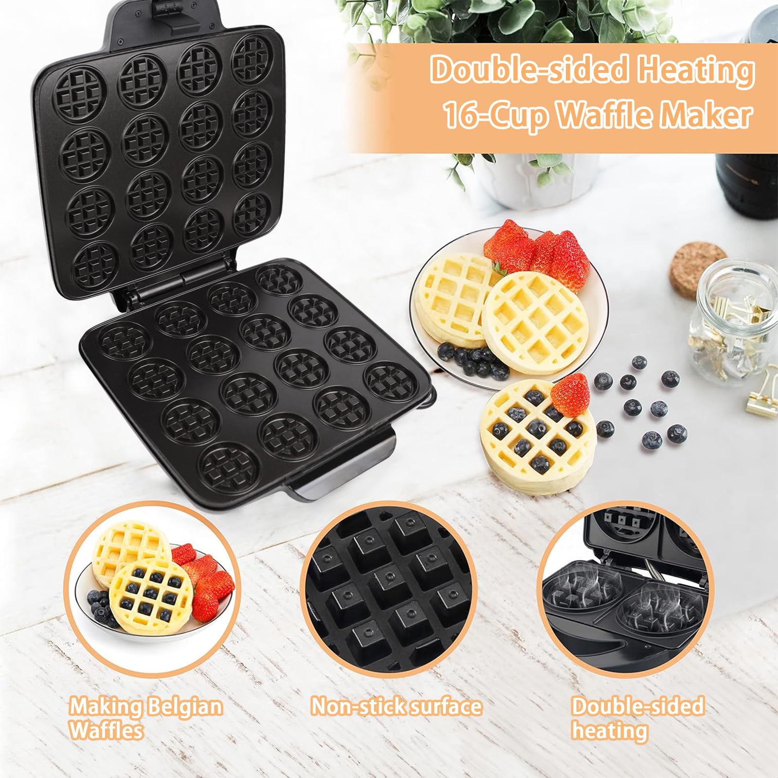 Compre Mini Waflera Personal Roja De Pulgadas Con Revestimiento