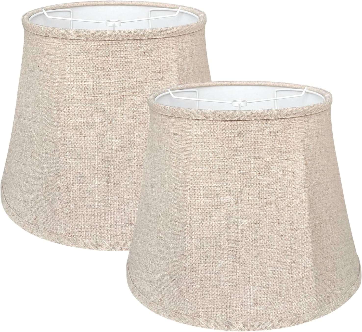 Photo 1 of  Double TOOTOO STAR Brown Lamp Shade Set of 2, Large Drum Lampshade for Floor Light and Table Lamp 10x14x10 inch, DIY Fabric Natural Linen Hand Crafted, Spider (Brown, 10 x 14 x 10.5 inch) 