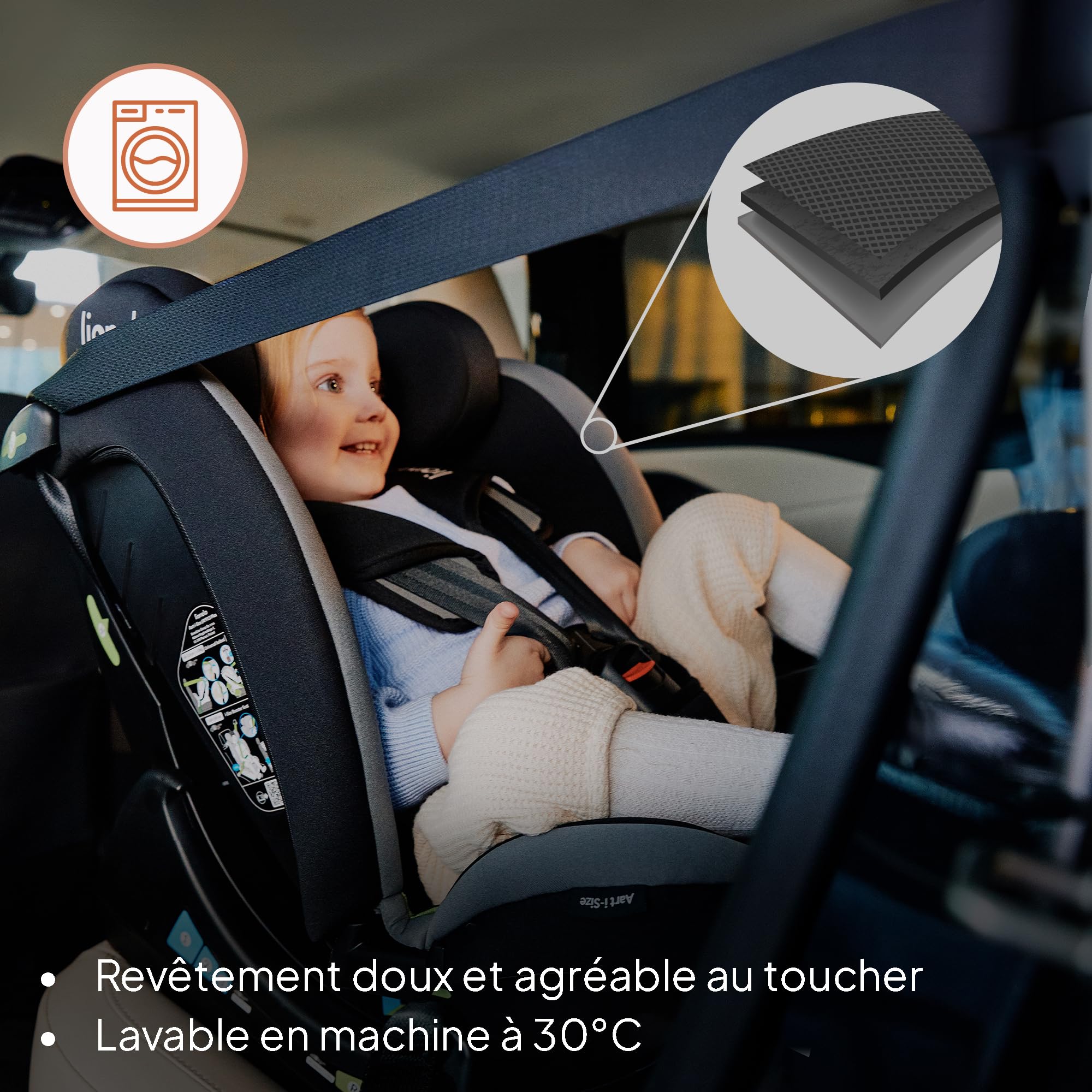 LIONELO AART I-SIZE Si?ge Auto Bébé 40 ? 150 cm, Installation avec Ceinture de Sécurité, Réglage de l'Appui-t?te et de l'Inclinaison, Insert Lombaire et Réducteur, Norme R129 i-Size Standard
