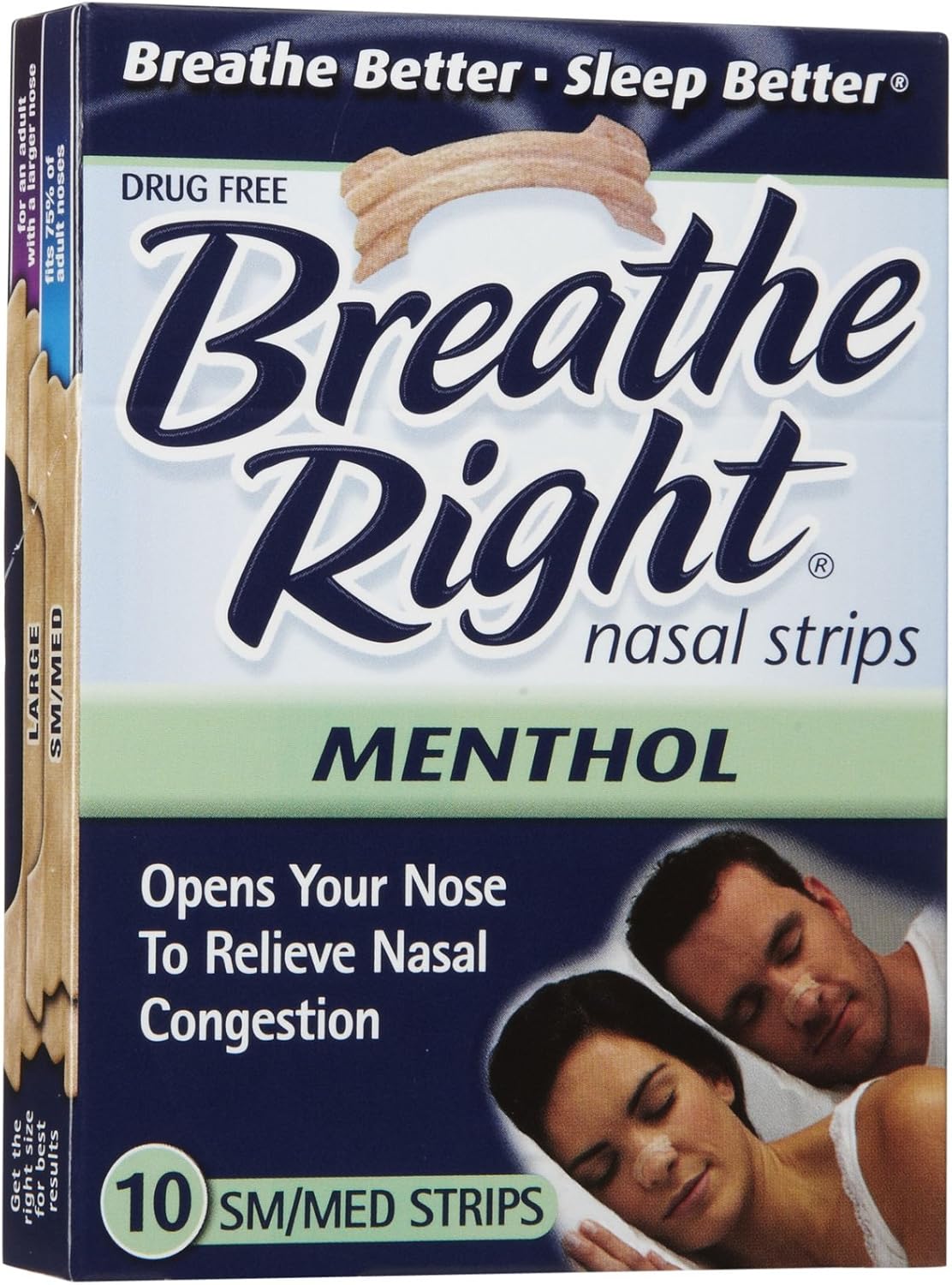 Breathe Right Nasal Strips, Mentholated, SM/MED, 10 ea Health & Household