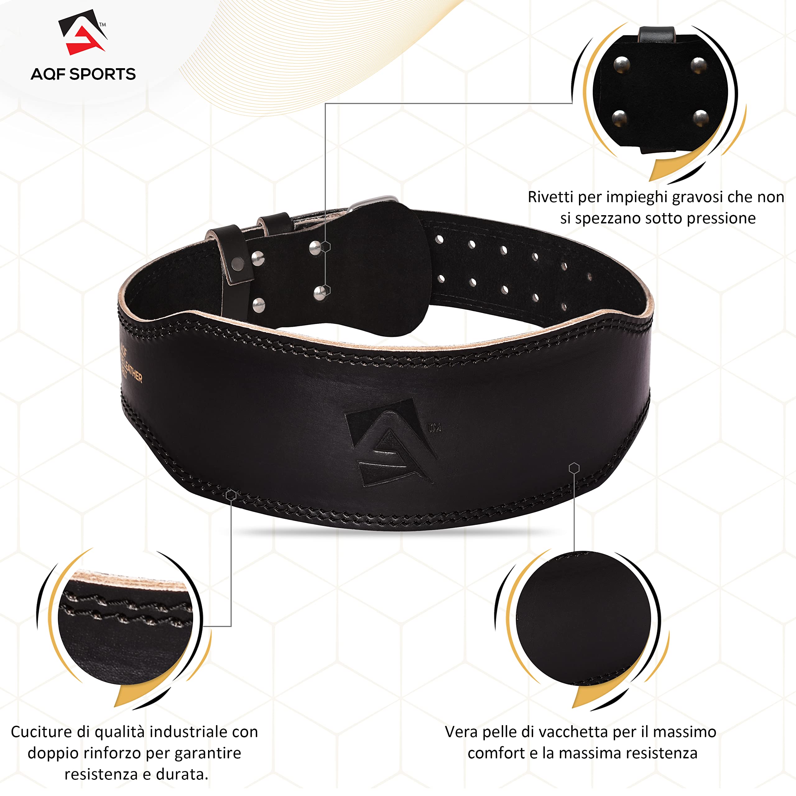 AQF Cintura Palestra, 10,2 cm Largo Pelle bovina Cintura Uomo Donna, Cintura Powerlifting, Cintura Sollevamento Pesi, Cintura Bodybuilding Acciaio Rullo Fibbia Cintura Lombare Squat
