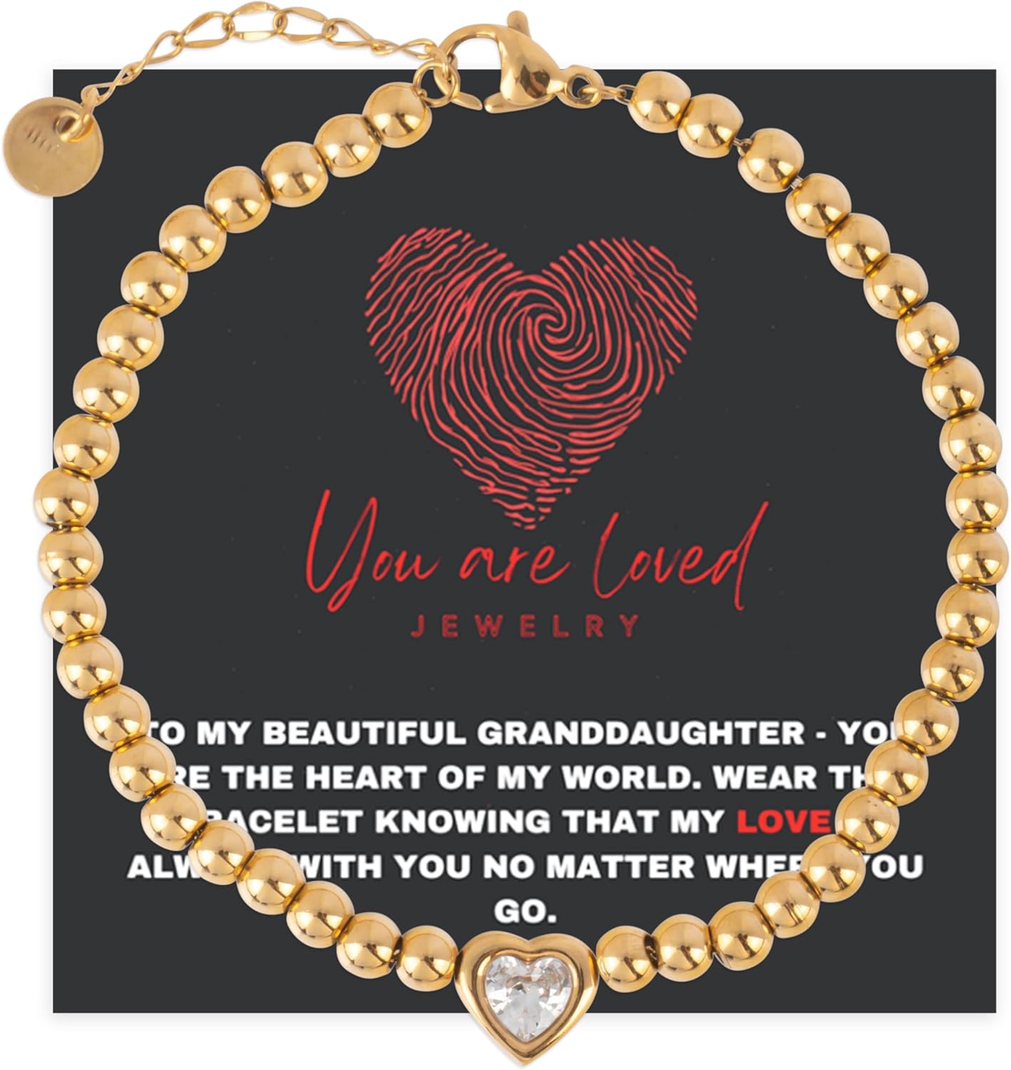Heart to Heart Adjustable Bracelet for Women | Sterling Silver & Gold Plated Jewelry Gift | Sentiment Card Included | Dainty Charm Bracelet | Present for Daughter, Friend, or Mom | You Are Loved Jewelry