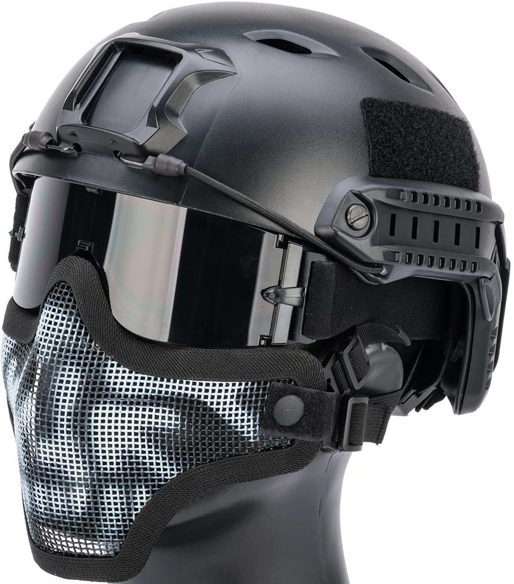 Evike Airsoft - Matrix Iron Face Carbon Steel Mesh Striker V1 Lower Half Face Pro (Color: Black/Skull)