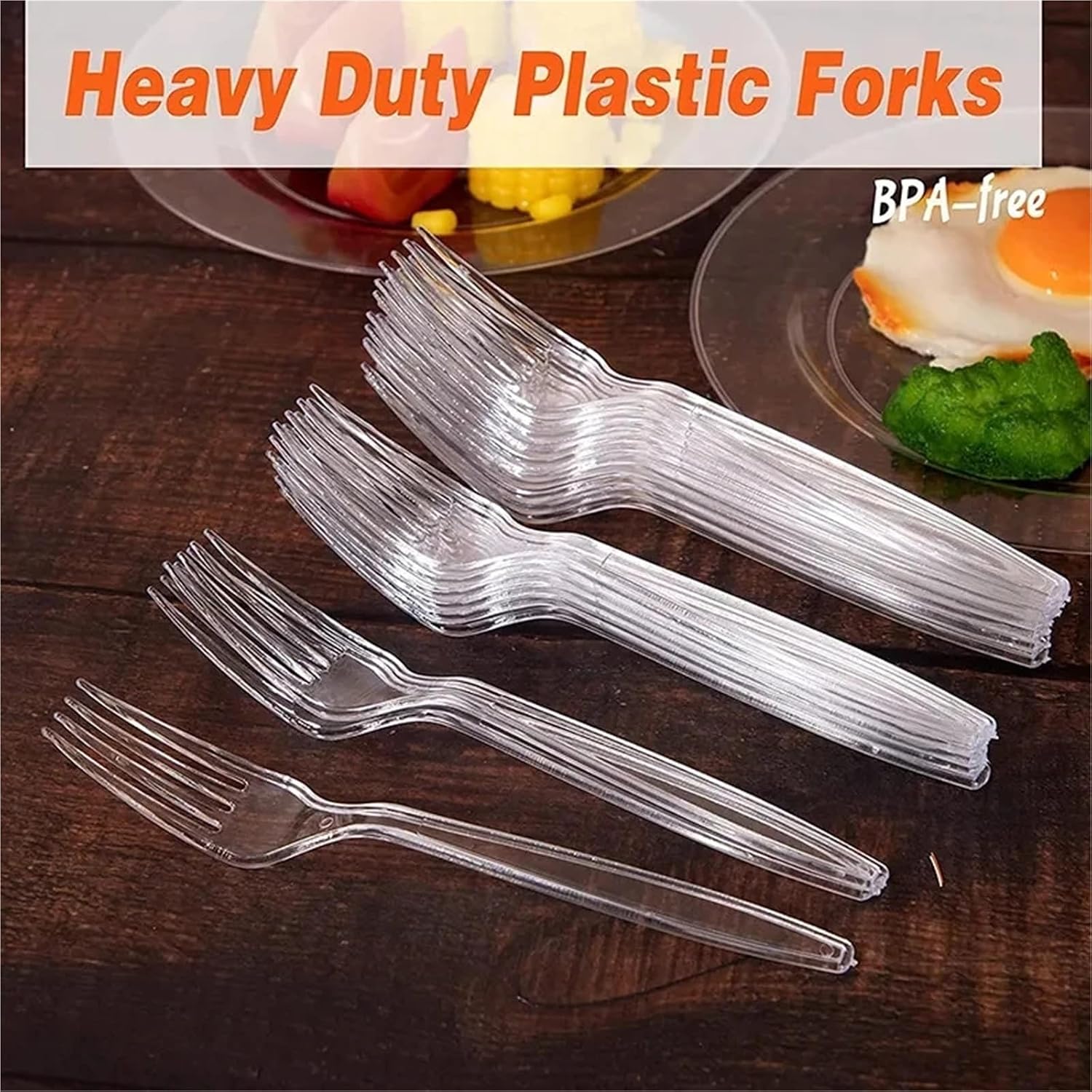 Plastic Forks 100Pcs Large Clear Transparent Cutlery Disposable Forks BBQ Sticks Cake Fruit Fork for Kitchen Party Supplies