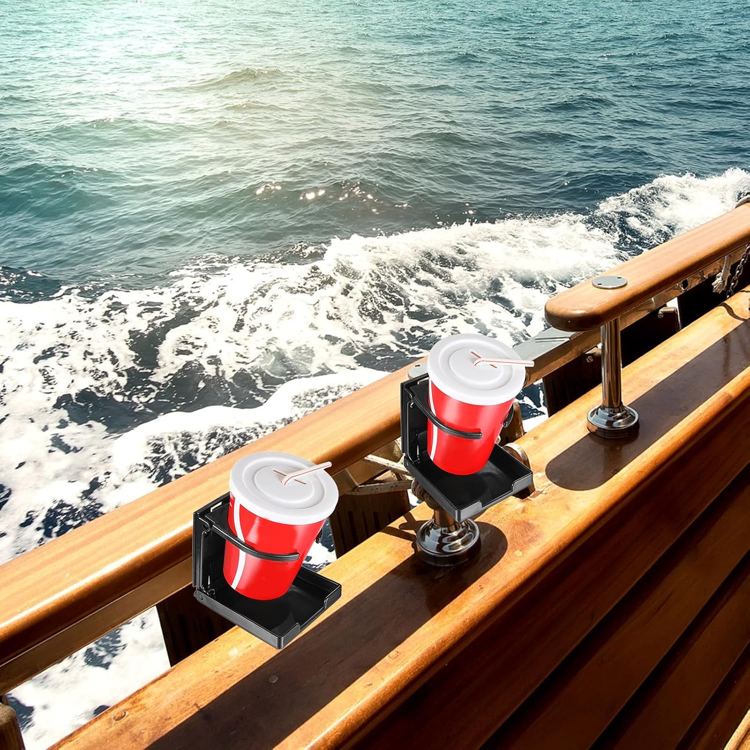4 Pcs Cup Holder Drink Holder Folding Drink Plastic Cup Large Bottle for Cars Trucks Rvs Autos Boats Accessories(Black)