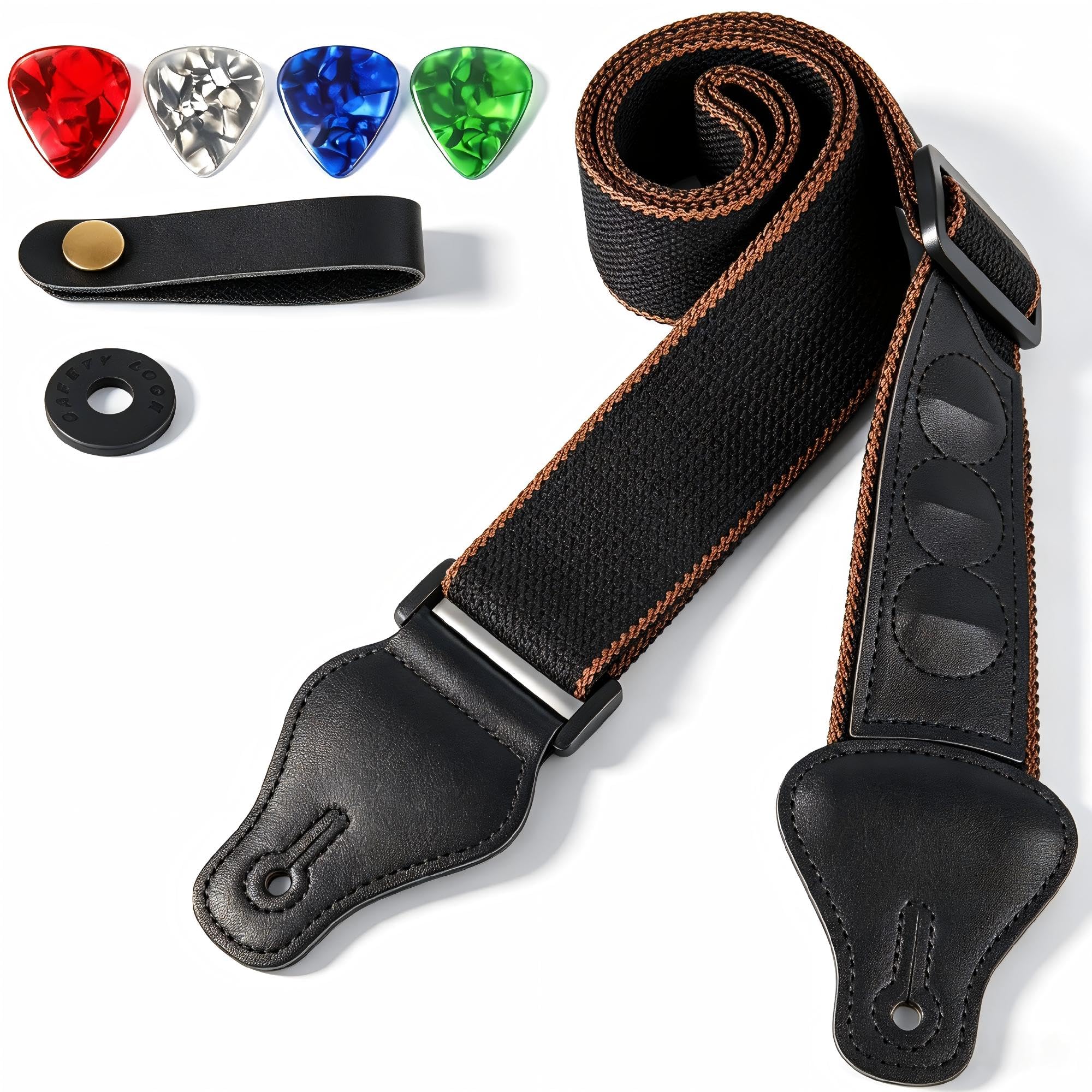Guitar Strap - Acoustic Electric Guitar Straps,Bass Guitar Strap with 3 Guitar Picks Hold…