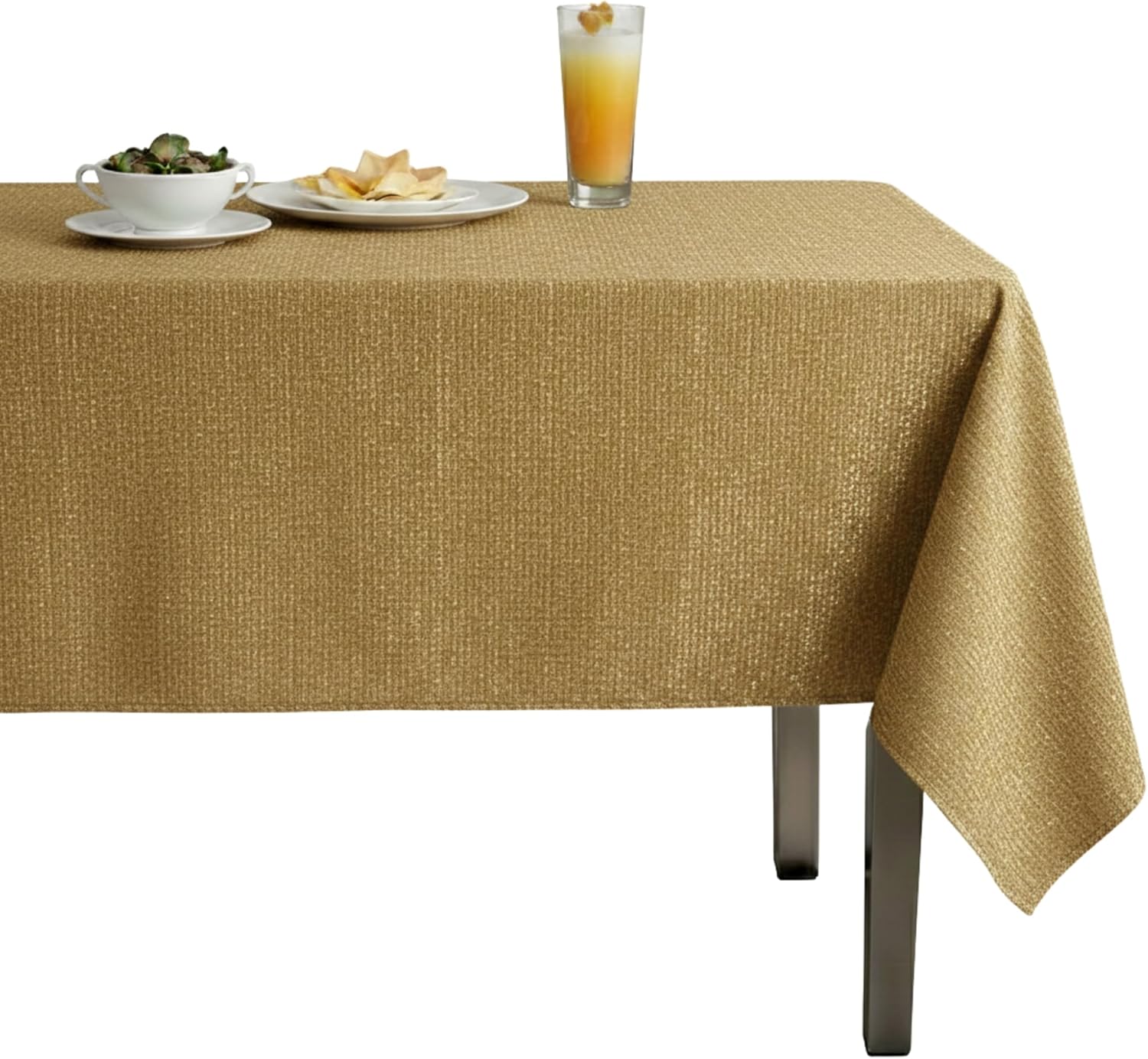 UNIQUE QUALITY FABRICS Gold Chenille Soft Velvet Tablecloth – Custom Size Wedding & Home Décor Linen 84 Square