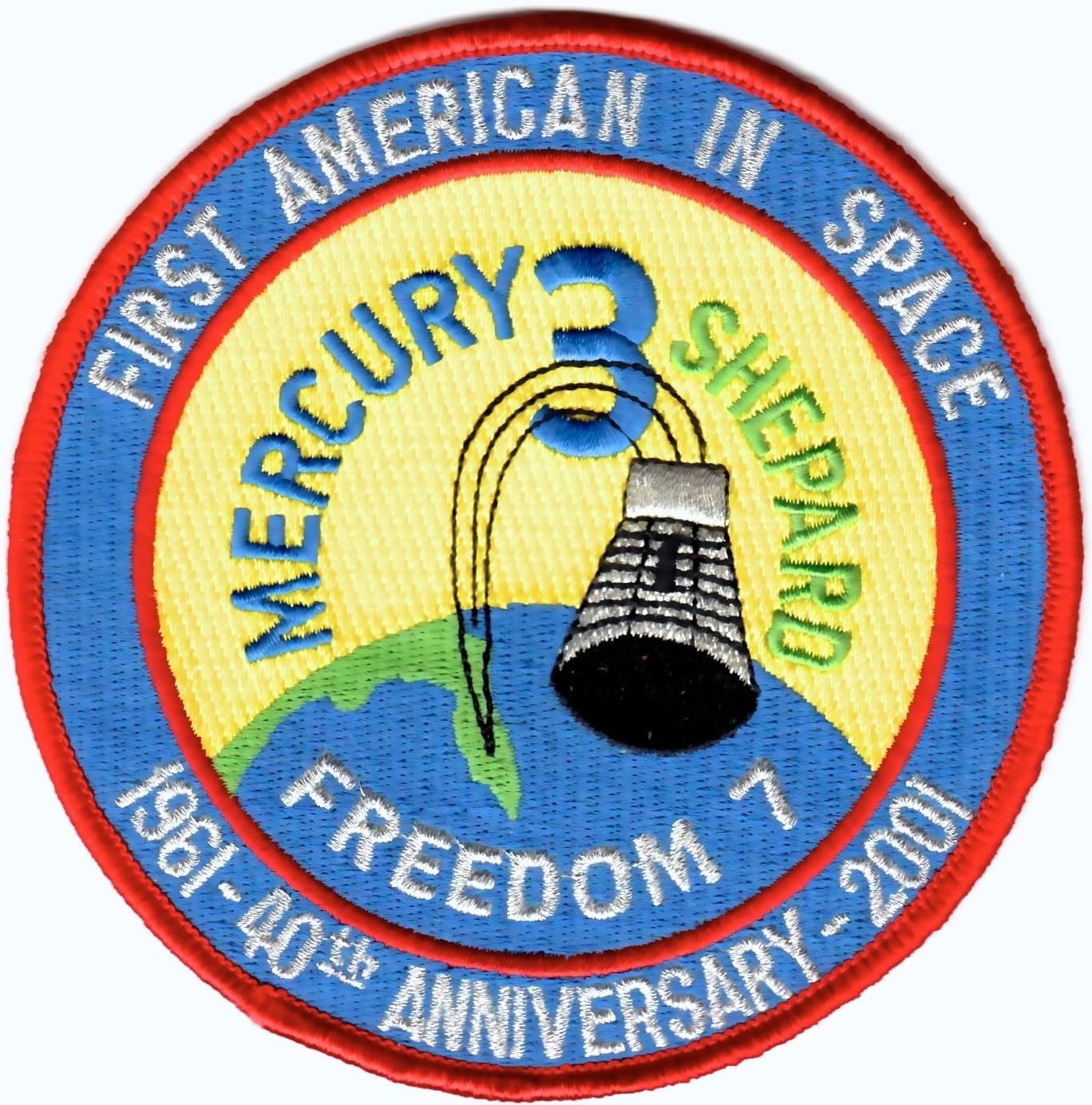 Mercury 3 Mission Patch 40th Anniversary Large 4.5 Inch Sew On Patch