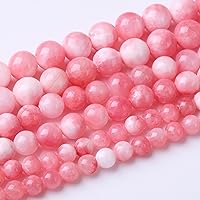 Vista 40 de Cuentas sueltas redondas de gemas naturales, cuentas de cristal de piedra energética para hacer joyas 15" (Cristales de cuarzo de fresa, jades, 6MM)