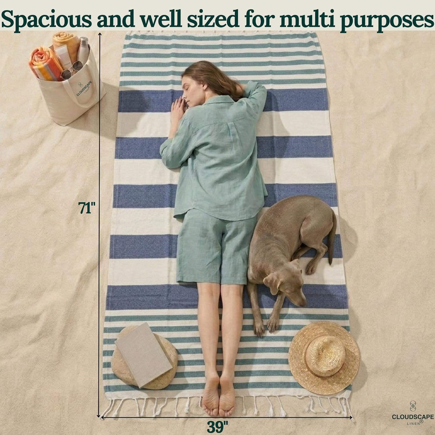 CLOUDSCAPE Oversized Beach Towels Bulk 6 Pack - 39"x71", Highly Absorbent, Sand Free Beach Essentials for Women, Quick Dry Lightweight Pool Towel, Easy Pack Travel Turkish Towel Premium, Multicolor7