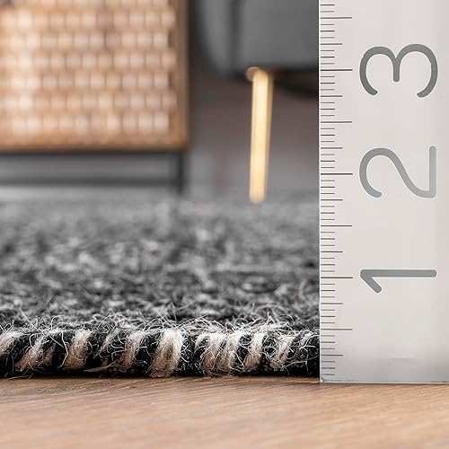 Miniatura 2 de nuLOOM Ago - Alfombra decorativa de lana geométrica, 3x5, color negro