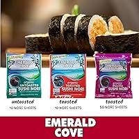 Vista 8 de Emerald Cove Organic Toasted Pacific Sushi Nori Sheets, 5.4 Oz, 10 Count, Pack of 6