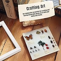 Vista 2 de QDSSDECO Marco de Caja de Sombra de 10x10 pulgadas con Tablero Posterior de Lino y Vidrio Real, Vitrina de Madera, Escaparate Profundo para Colgar