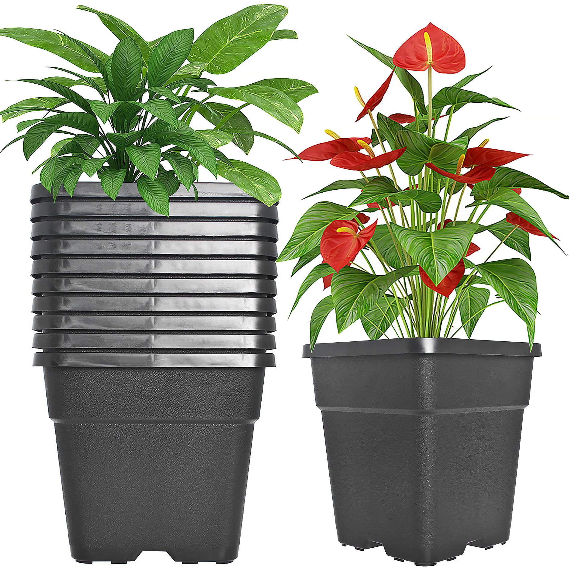 Elfinrm Square 3 Gallon Nursery Pot 10-Pack
