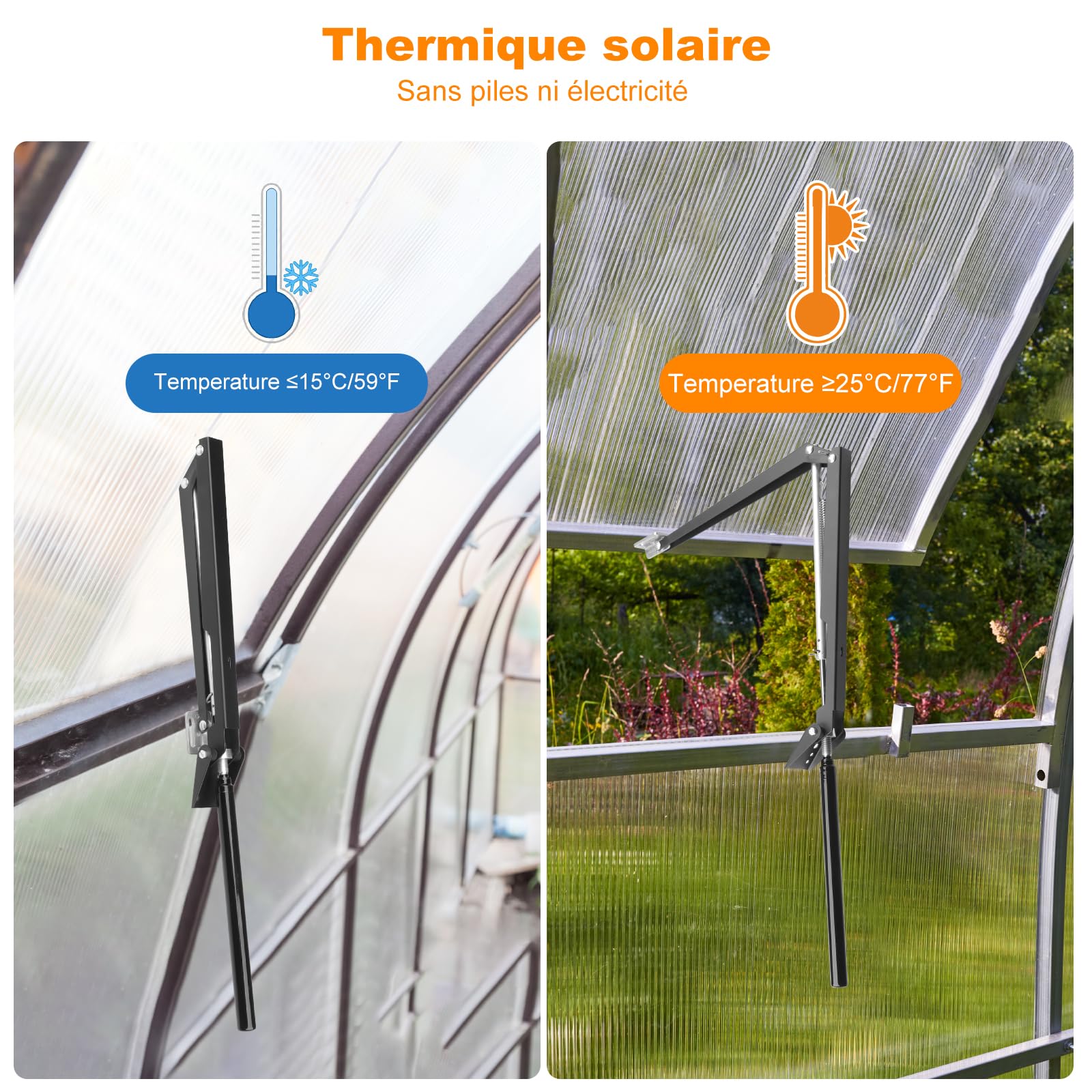 Ouvre Fenêtre Automatique pour Serre, Solaire Sensible Ouvreur de Fenêtre Automatique, Kit Système d'aération Automatique pour Serre pour Serre et abri de Jardin, Force de Levage 15 kg (1PCS)