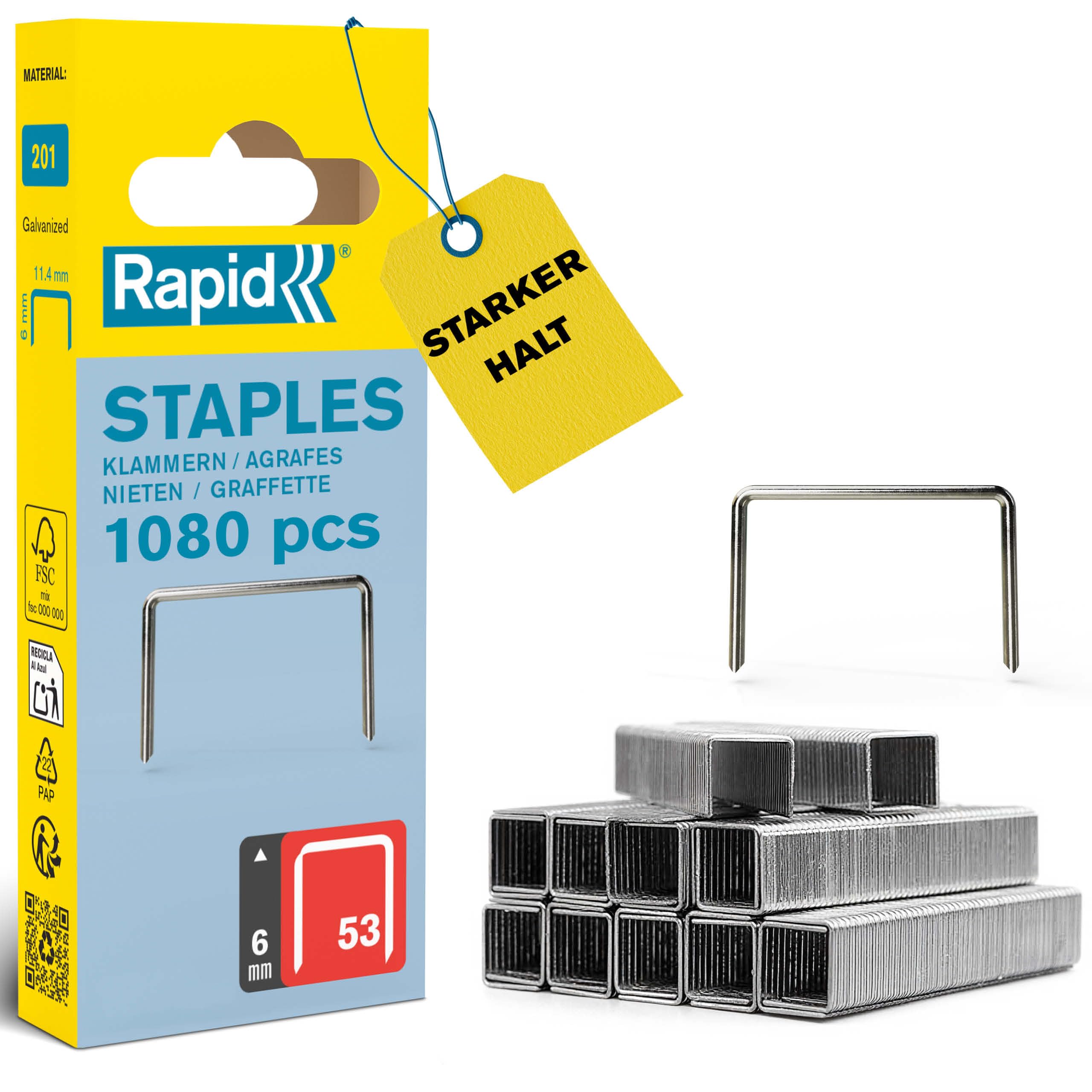 Rapid Tackerklammern Typ 53, 6 mm, 1.080 Stück