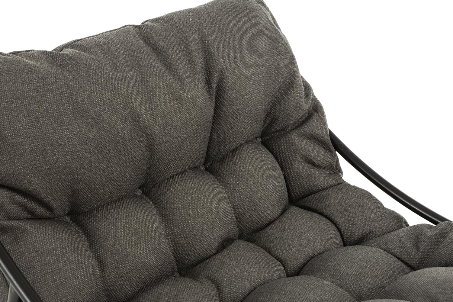 SIEDITI FUORI E DENTRO Poltrona a dondolo con poggiapiedi e cuscini imbottiti, sedia a dondolo da lettura e relax per veranda, terrazza - Adelaide (Grigio scuro)