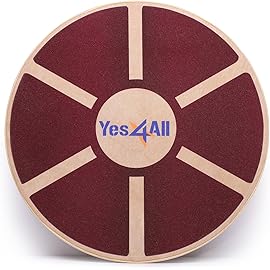 Yes4All Versatile Wooden Wobble Balance Trainer Board with 360 Degree Rotation - Red