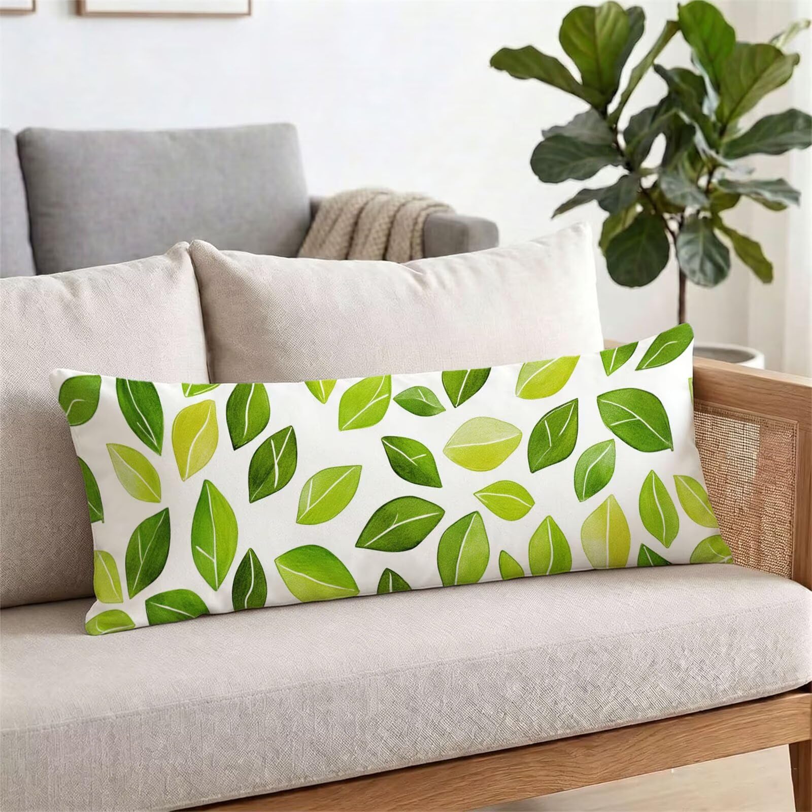 Funda de Almohada 60 x 180 cm Hoja Protector Almohada 180 cm con Cremallera Invisible, Terciopelo Suave y Transpirable Pillow Case Mostaza Impresión a Doble Cara para Cama, Sofá y Dormitorio dg-300