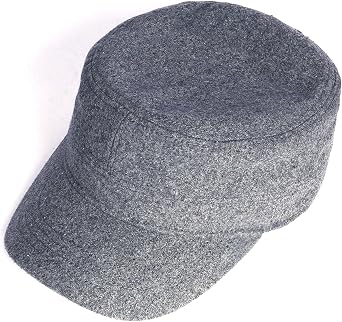 XXL Oversize Woolen Flat Top Army Cap,Closed Back Warm Winter Cadet Hat for Big Heads,Large Military Fleece Sports Hats