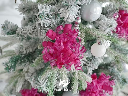 Miniatura 9 de HUIHUANG Lazos de color rosa intenso para envolver regalos, lazo de regalo rizado de 5 pulgadas x 8 unidades, lazos de cinta autoadhesivos para