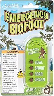 Archie McPhee: Emergency Bigfoot - Electronic Sound Maker, 3.5" Handheld Device, 4 Sasquatch Noises: Howl-Snort-Roar-Groan, Camping Pranks Novelty Toy