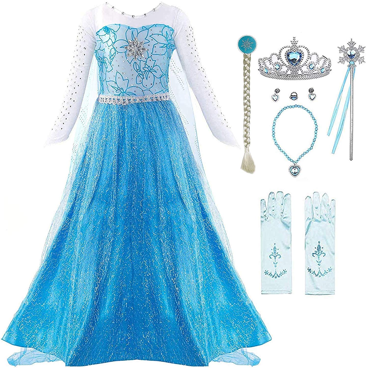 PROALLO Little Girl Princess Dress Snow Party Queen Halloween Costume