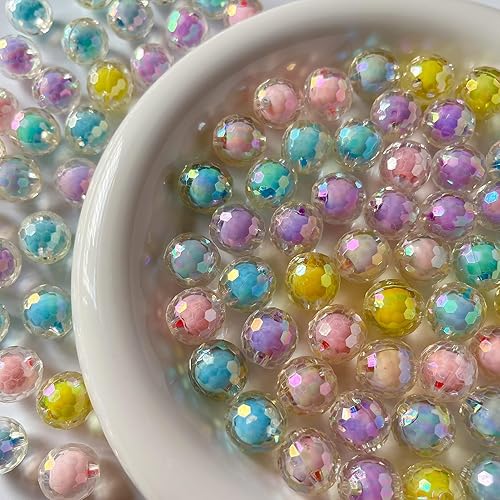 Miniatura 7 de Cuentas acrílicas de 0.631 pulgadas (0.630 in), cuentas de colores, cuentas redondas multicolor para hacer joyas de bricolaje (cuentas de estrella)