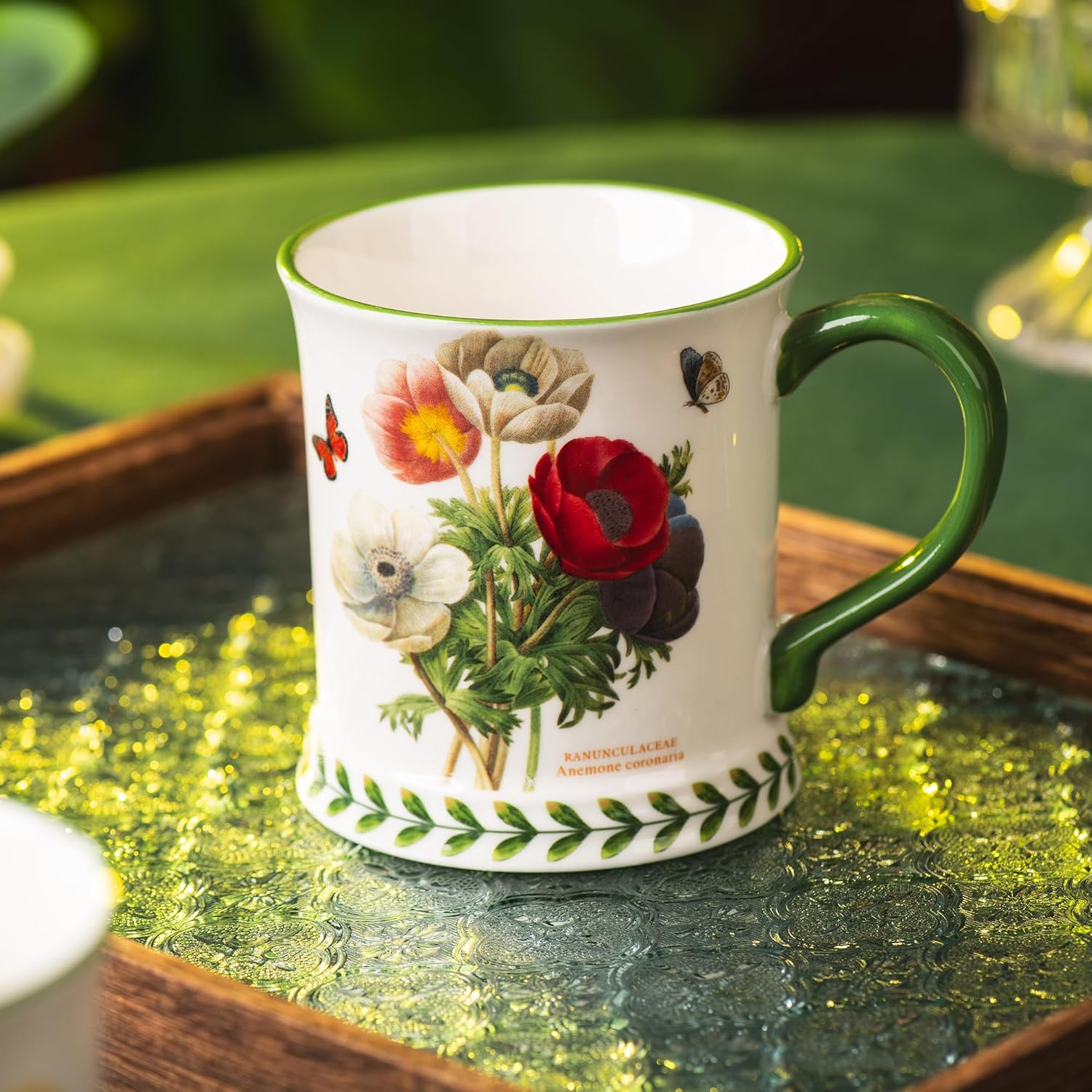 Pastoral Coffee Mug Set of 4-15.2 Oz Large Capacity Porcelain In-Glaze Cups for Tea, Latte, Cocoa - Dishwasher & Microwave Safe, Great Housewarming Gift-Corn Poppy