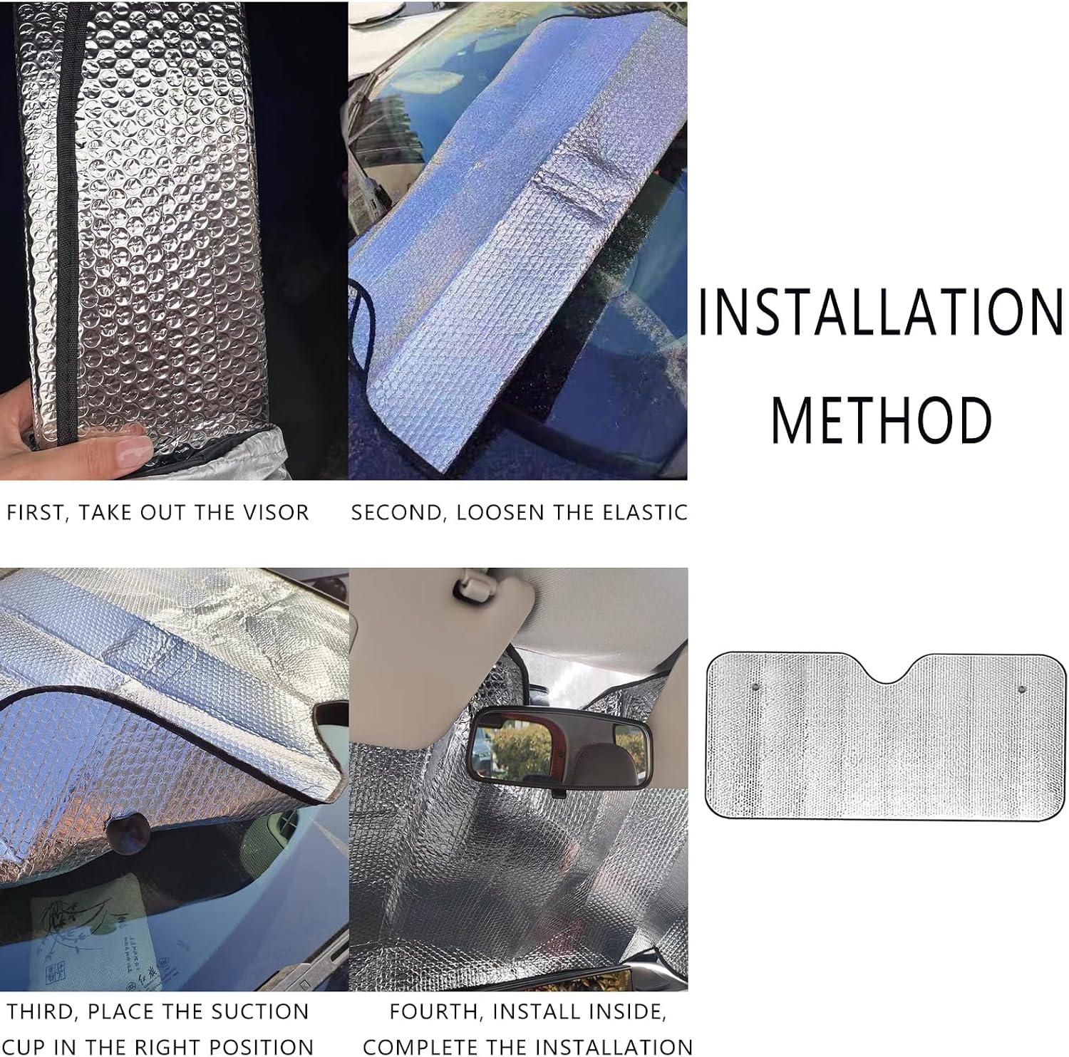 1 Pcs Front Windshield Sun Shade, Car Sun Shield .Sun Shields for Windshields Car Windproof Window Sun Shade Shield to Block Uv Rays for Most Cars SUV and Trucks (Silver 51.18in*23.6in)