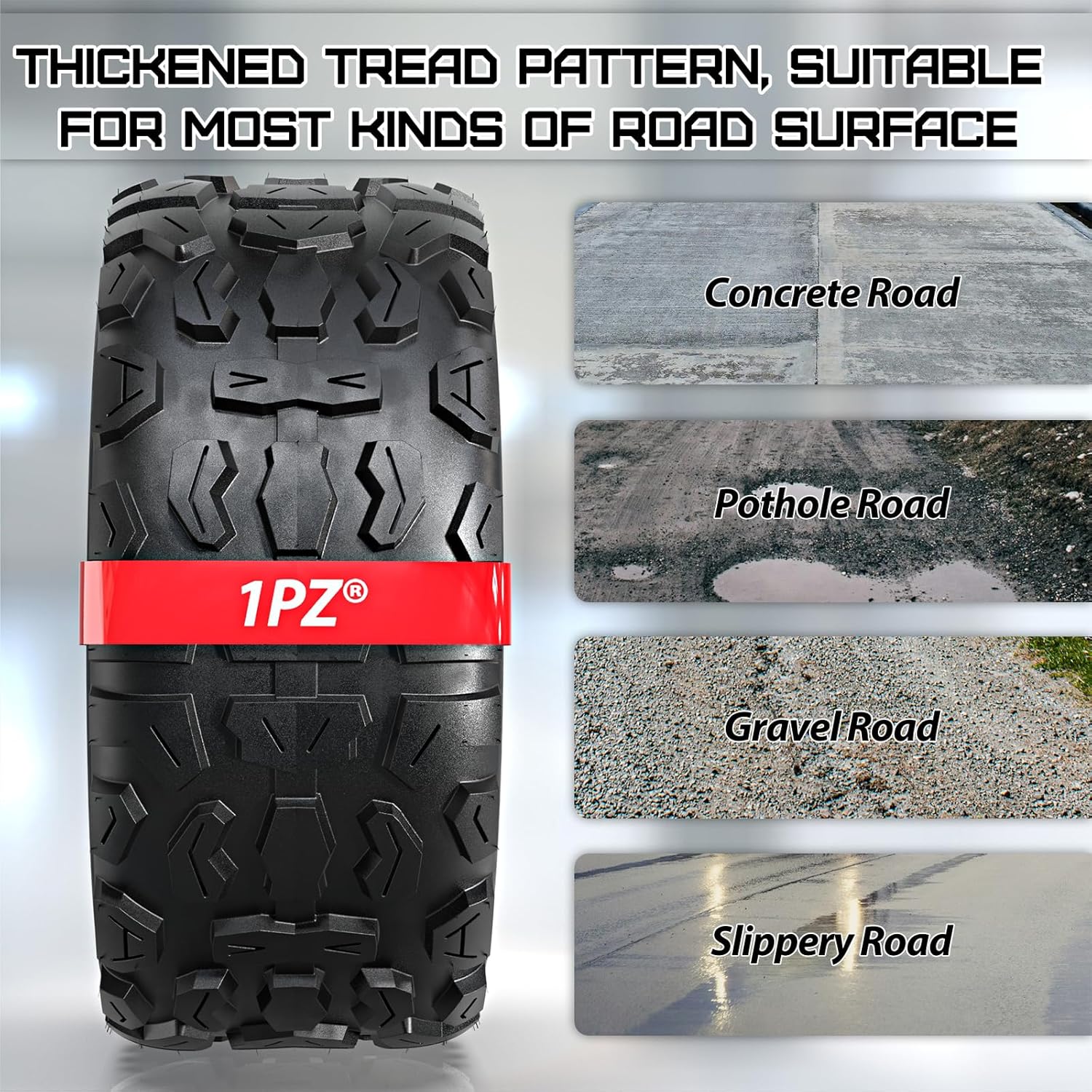 1PZ OFD-B7V 100/65-6.5 Tire 11 Inches Vacuum Tire Off Road Wheel Tubeless Rubber Tyre Replacement for Sealup Dualtron Ultra Thunder Zero 11x Speedual Plus Electric Scooter