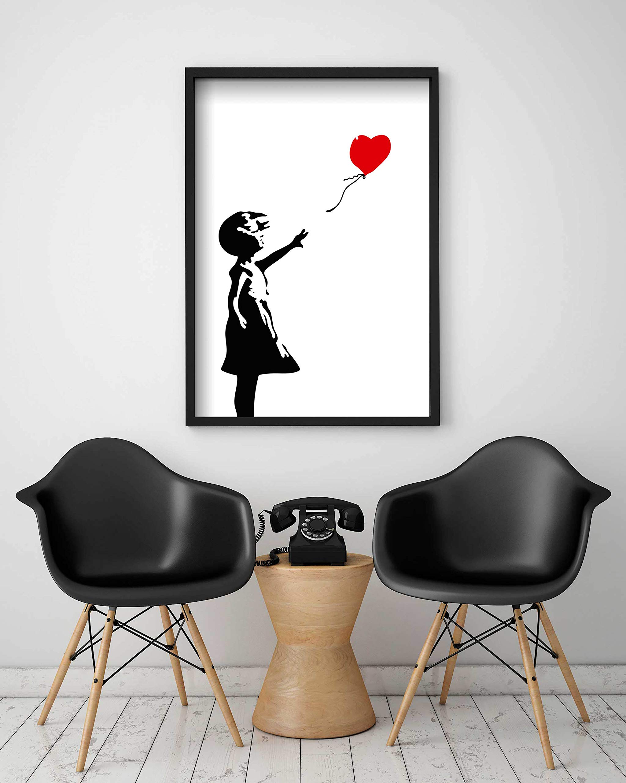 Panorama Lienzo Niña con el Globo Banksy 70x100cm - Bastidor Incluido - Cuadros Decorativos para Salón - Decoración Moderna