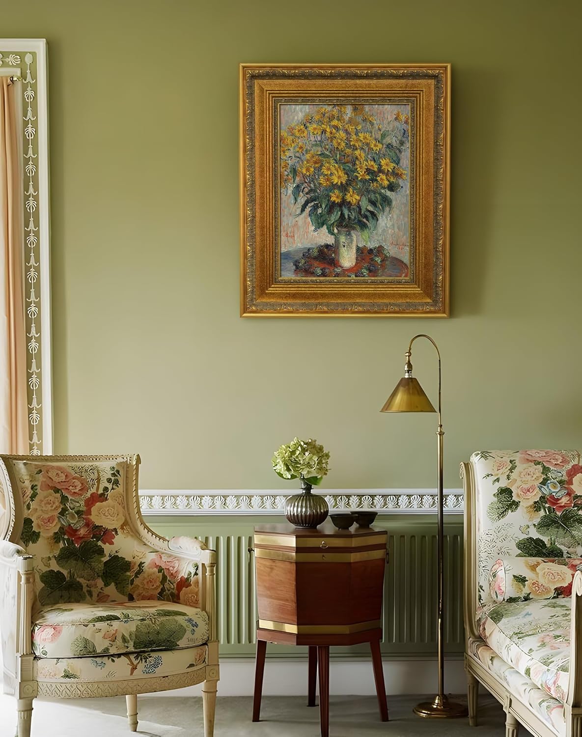 Vintage Plein Air Frame for 24x30 Handmade Paintings, 3.6" Wide DIY Wood Embossed Art Frame for Horizontal Vertical Display, No Glass Cover & Back, Living Room Bedroom Entryway Decor (Gold)