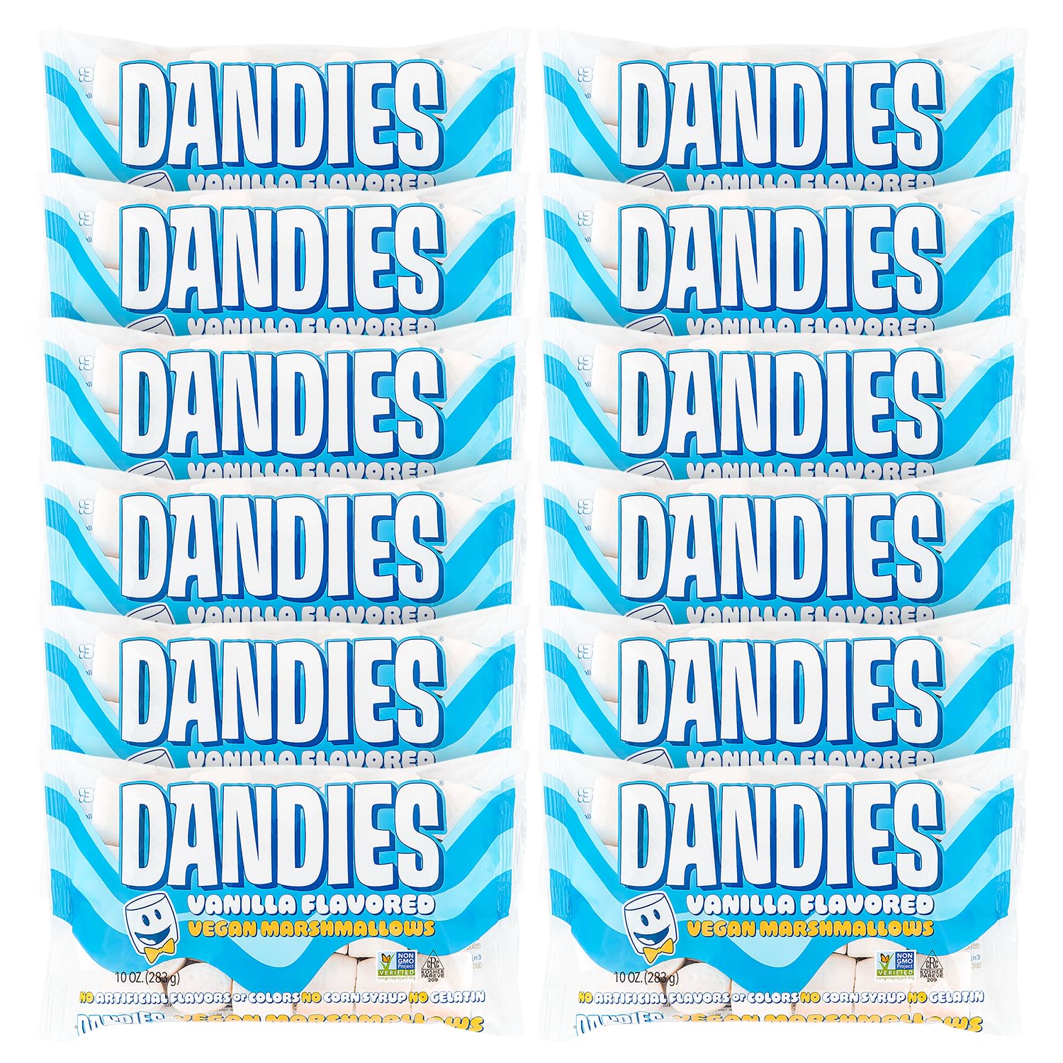 Dandies Vanilla Flavored Vegan Marshmallows, Non GMO, Gelatin Free, 10 Ounces (Pack Of 12)
