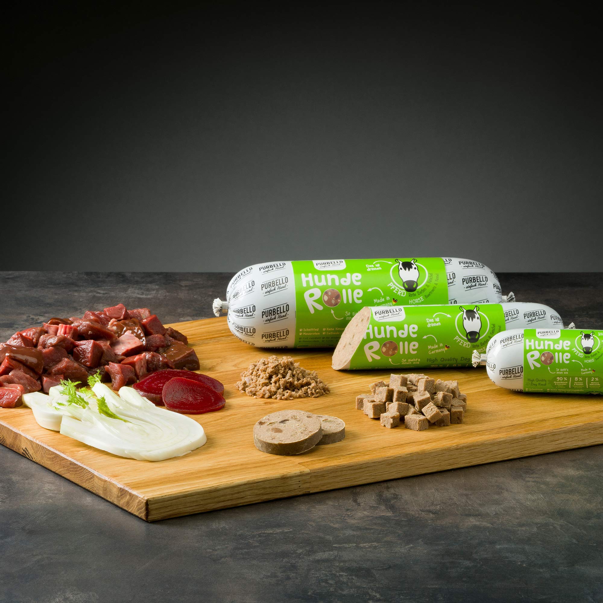 PURBELLO - Mangime umido per cani, 8 x 400 g, monoproteina per cani, con elevata percentuale di carne, resistente al taglio e senza cereali (3,2 gk)