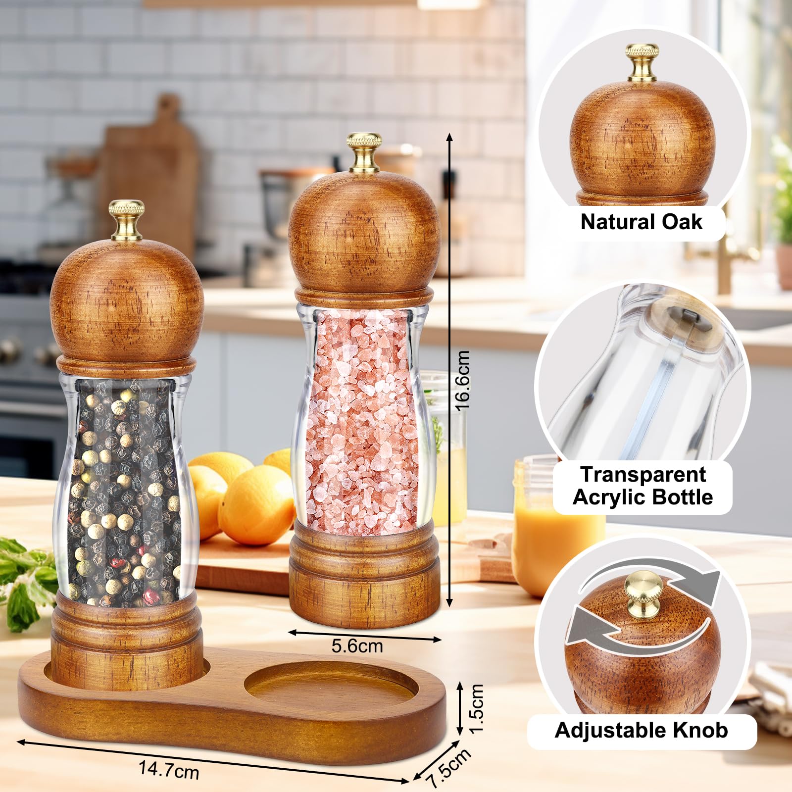 Moulin à Poivre Et Sel Set De 2 Moulins à Poivre Et Sel LessMo - Broyeur Céramique Réglable, Verre Et Inox Moulins Sel Et Poivre