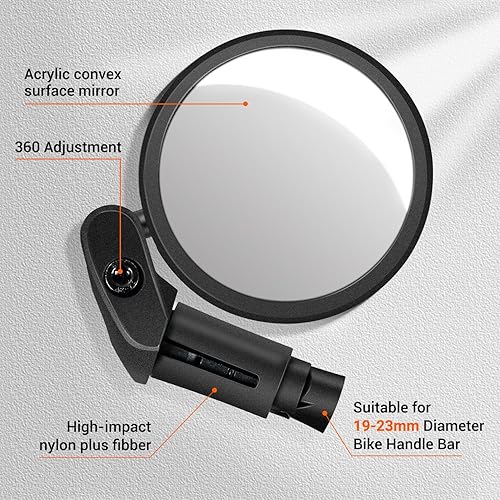 Miniatura 3 de Addmotor Bike Mirror,Bike Bar End Mirror, Adjustable 360Rotatable HD Glass Convex Lens Bicycle Rearview Mirror, Safe Cycling Rearview Mirror