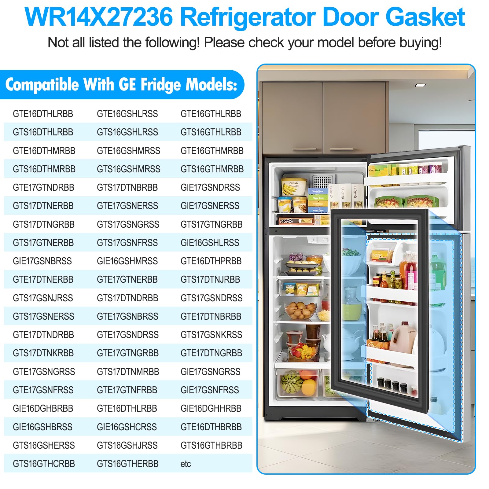 Aggiornato WR14X27236 Guarnizione porta frigorifero