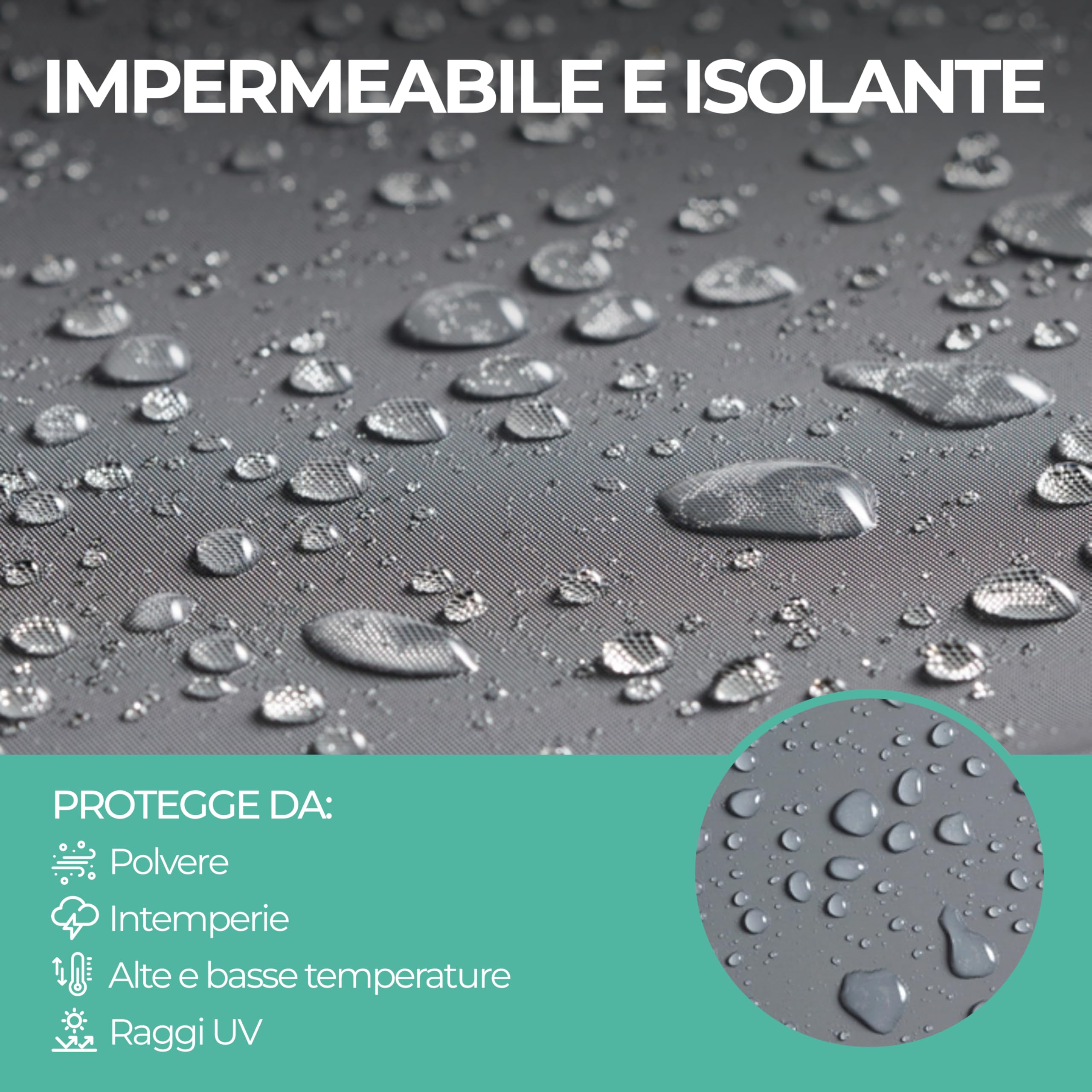 Telo Moto Impermeabile 230x130 cm 200 Grammi Antipioggia Coprimoto Scooter Grigio