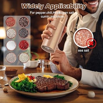 Professional Pepper Grinder Mill Manual - Aluminum Pepper Grinder Manual Refillable, High Output Pepper Mill with Adjustable Coarseness and Stainless Steel Blade Spice Grinder