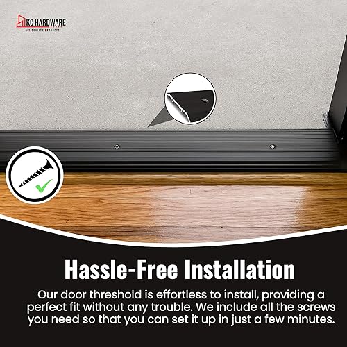 Miniatura 5 de KC Hardware Umbral de puerta de aluminio, tira de transición y umbrales de sillín de puerta para puertas exteriores y delanteras, 4 pulgadas de