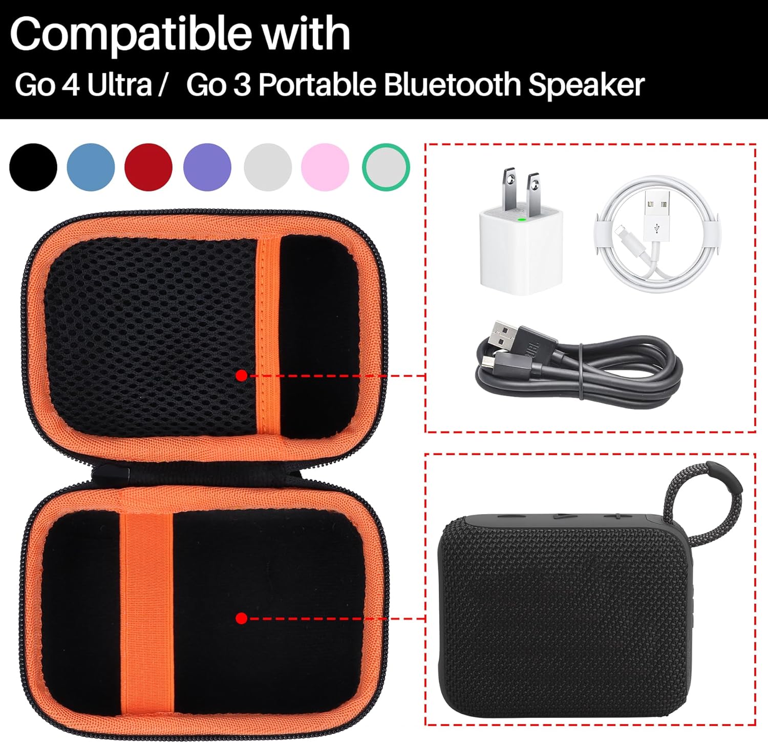Hard Case Compatible with JBL GO 4 GO 3 Portable Speaker - Image 3