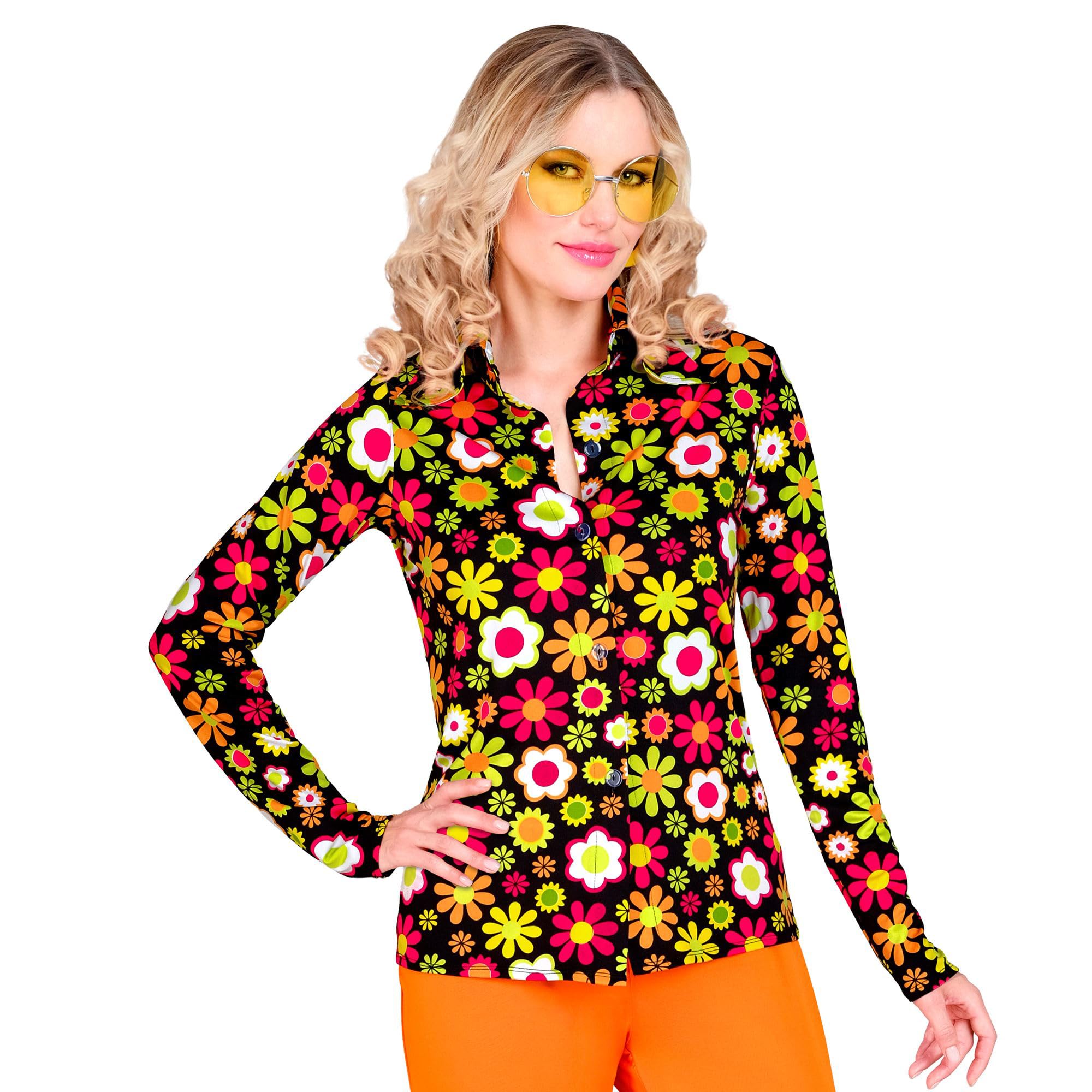 WIDMANN MILANO PARTY FASHION - 60s Blouse for Women, Hippie, Reggae, Flower Power, Disco Fever, Schlagermove
