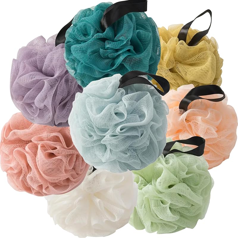 Buchas de banho VVmotes Rainbow Family, pacote com 8, azul, rosa, roxo, laranja, verde-claro, amarelo, verde-pavão e bege