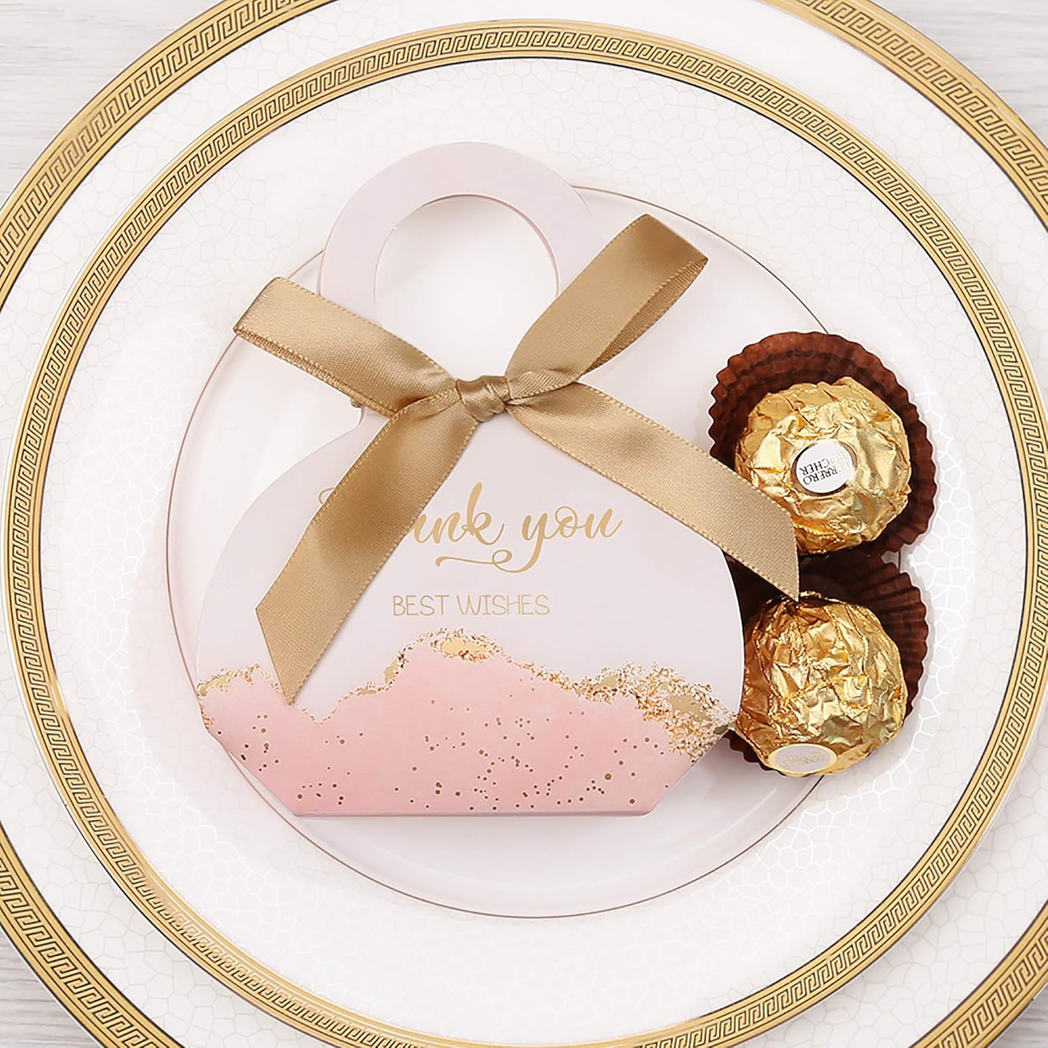 DORIS HOME 50 pcs Birthday Wedding Party Favor Boxes,Pink 2.5 * 1.37 * 3 inch Wedding Gift Bags Chocolate Candy and Gift Boxes Bridal Shower Party Paper Gift Boxes with Ribbons - Image 2