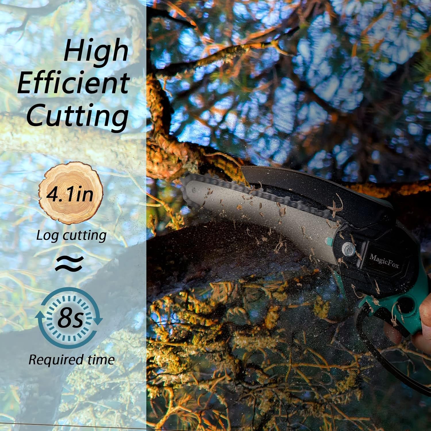 Mini Chainsaw - MagicFox 6-Inch Cordless Power Chain Saw, Portable 4.0Ah Battery Chainsaws, 1.2KG One Hand Electric Chainsaw for Garden Bush Tree Branch Pruning Shears Wood Cutting