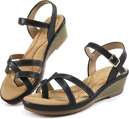 Aomigoct Dressy Womens Wedge Sandals Comfortable Platform Work Sandals for Women 2026 - Casual Walking Wedding Shoes