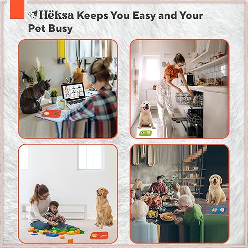 Miniatura 4 de Heksa 3 alfombrillas para lamer perros y gatos, alivio de la ansiedad y reductor del aburrimiento con ventosas, espátula y cepillo
